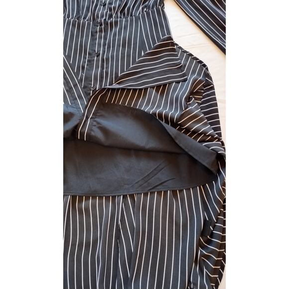 Who What Wear Sheath Dress Black White Pinstriped Long Sleeves Button down small - Picture 16 of 16